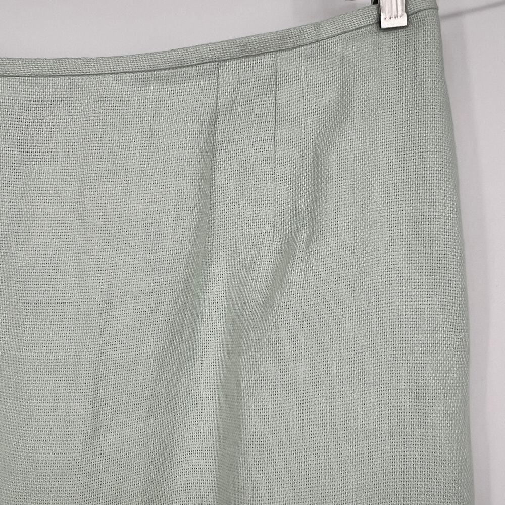 Linda Allard Ellen Tracy 100% Linen Pencil Skirt Women Plus 24 Aqua Midi Vtg NEW - Picture 3 of 9